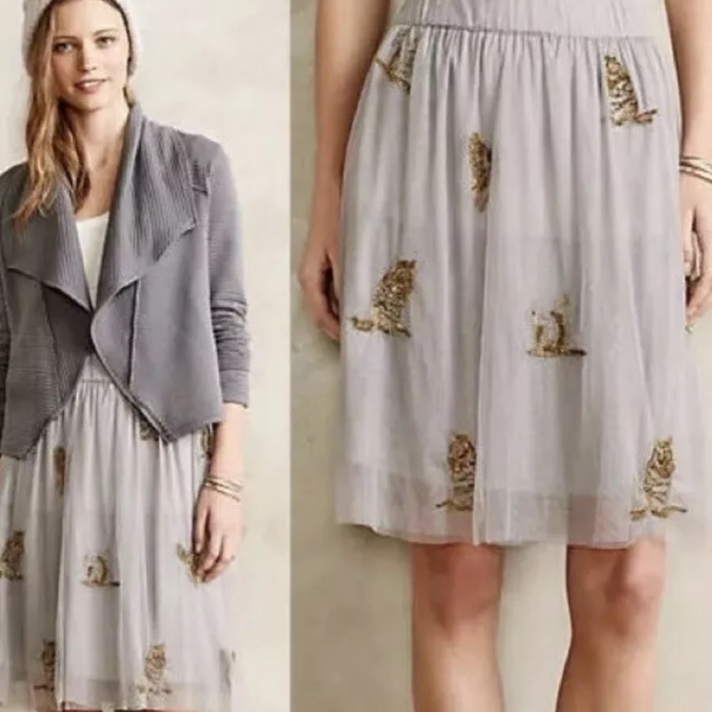 Anthropologie Moulinette Soeurs Gray Tulle Skirt